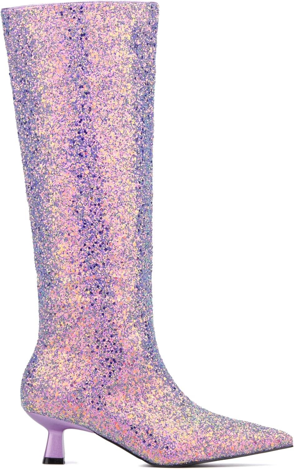 imageOlivia Miller Womens Mars Tall Pointed Toe Boots Rubber OutsoleLilac Multi