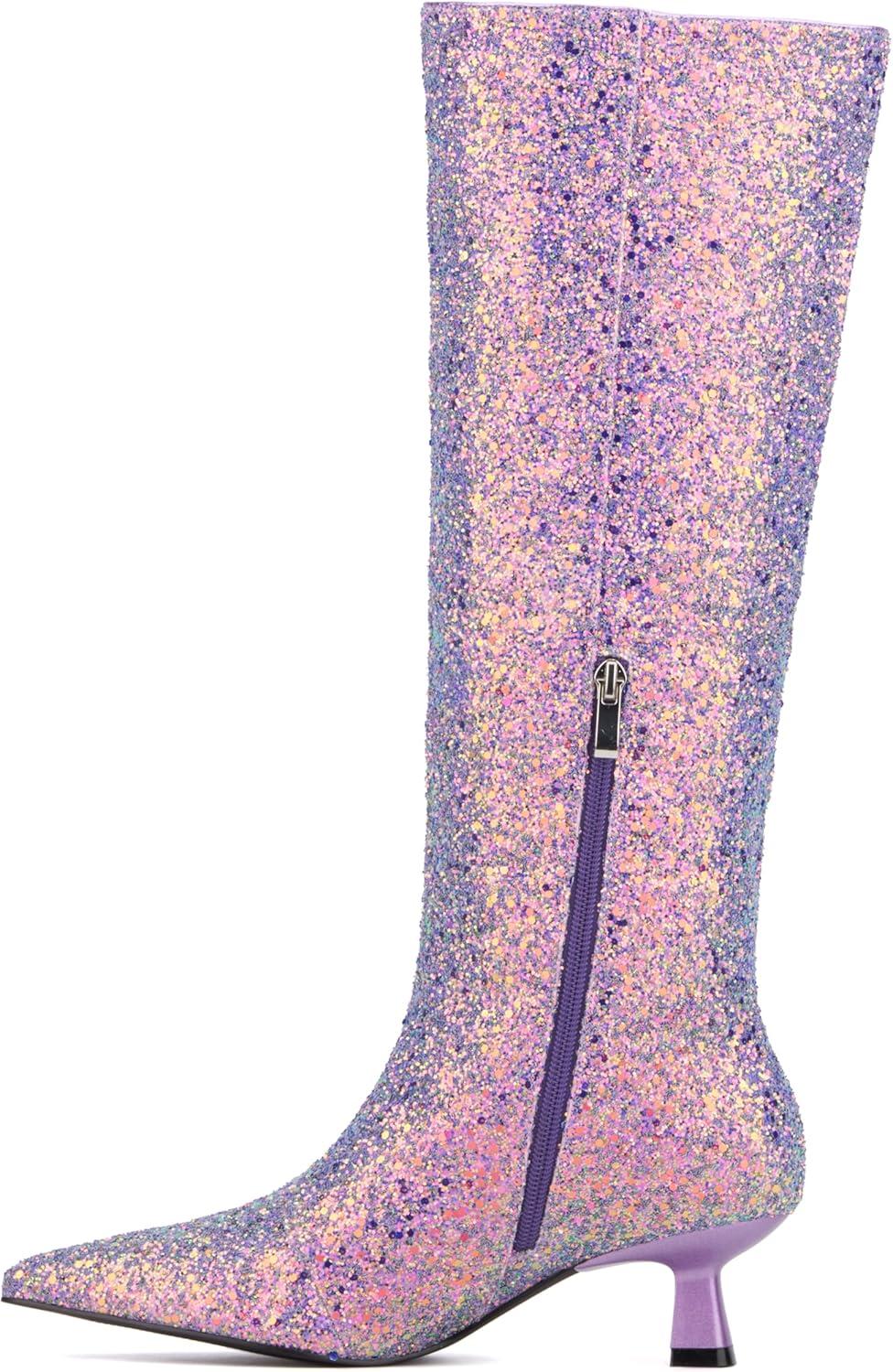 imageOlivia Miller Womens Mars Tall Pointed Toe Boots Rubber OutsoleLilac Multi