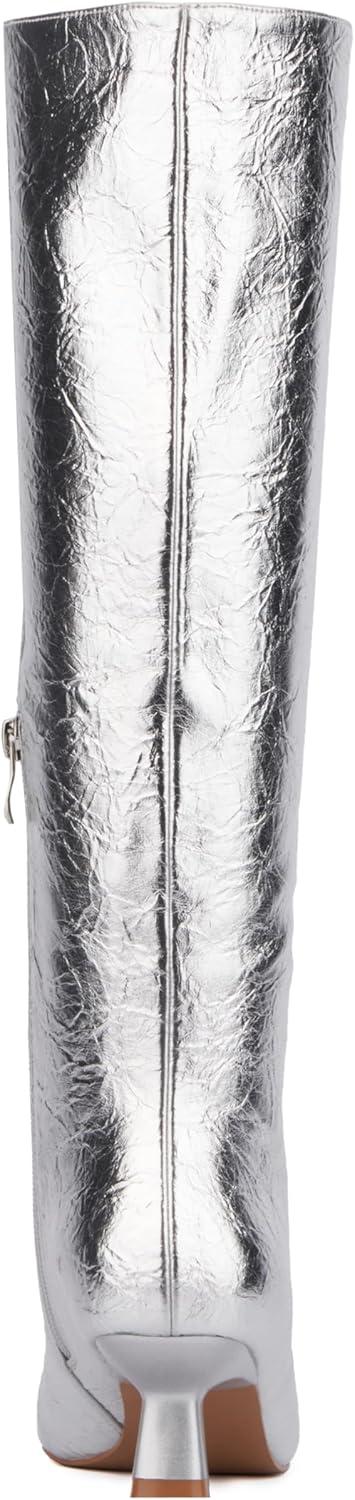 imageOlivia Miller Womens Mars Tall Pointed Toe Boots Rubber OutsoleSilver