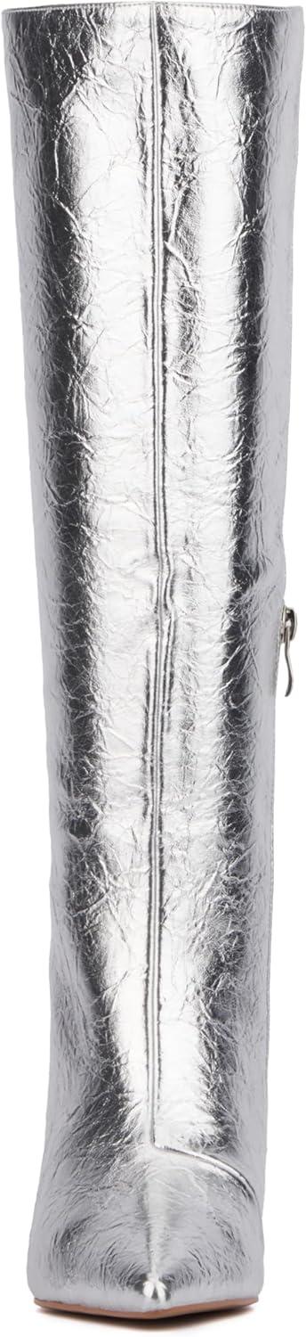 imageOlivia Miller Womens Mars Tall Pointed Toe Boots Rubber OutsoleSilver