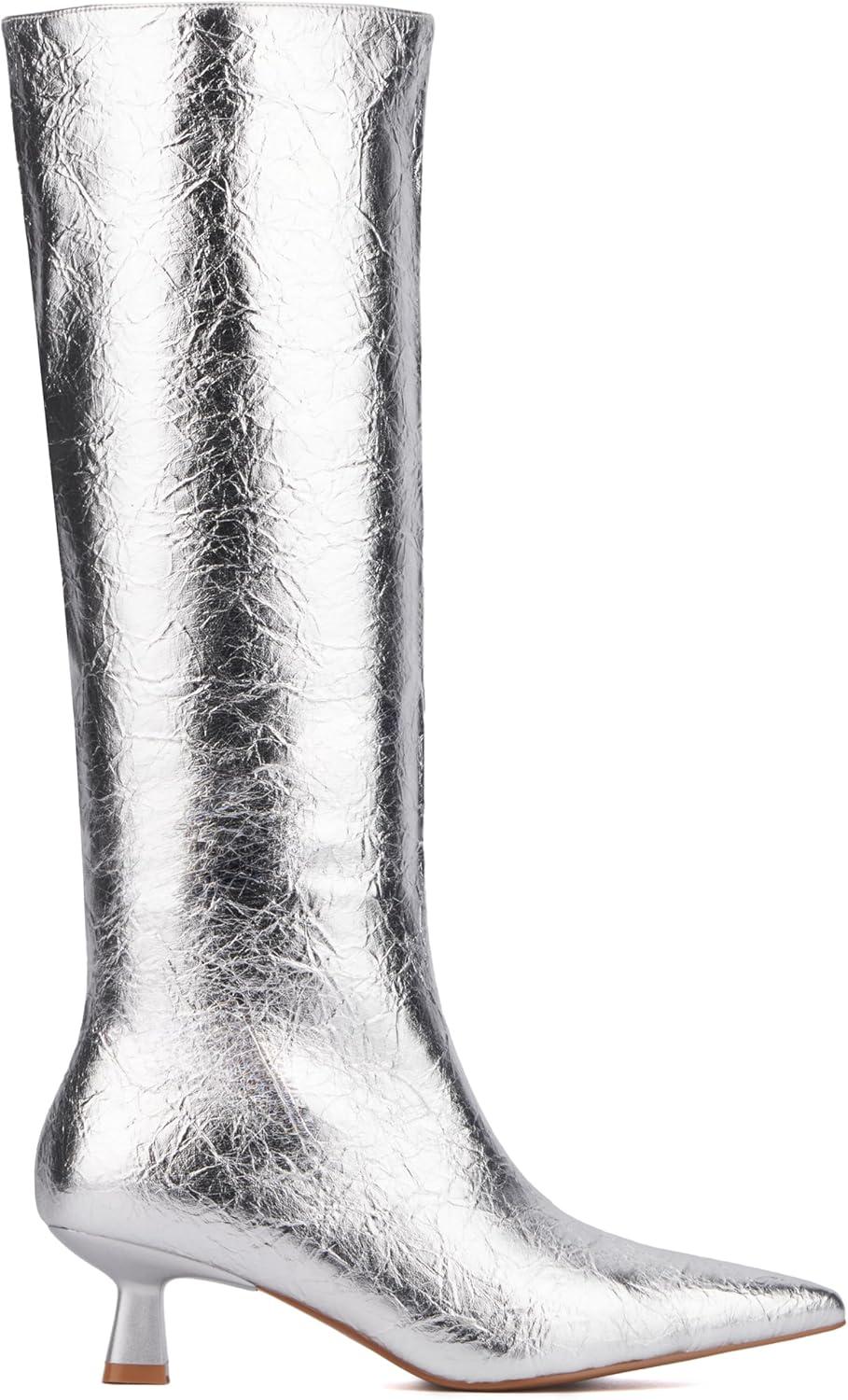 imageOlivia Miller Womens Mars Tall Pointed Toe Boots Rubber OutsoleSilver