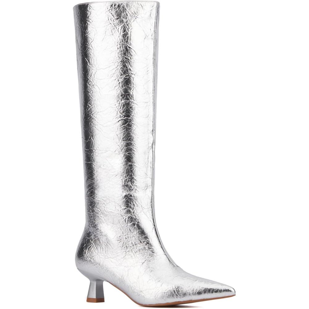 imageOlivia Miller Womens Mars Tall Pointed Toe Boots Rubber OutsoleSilver