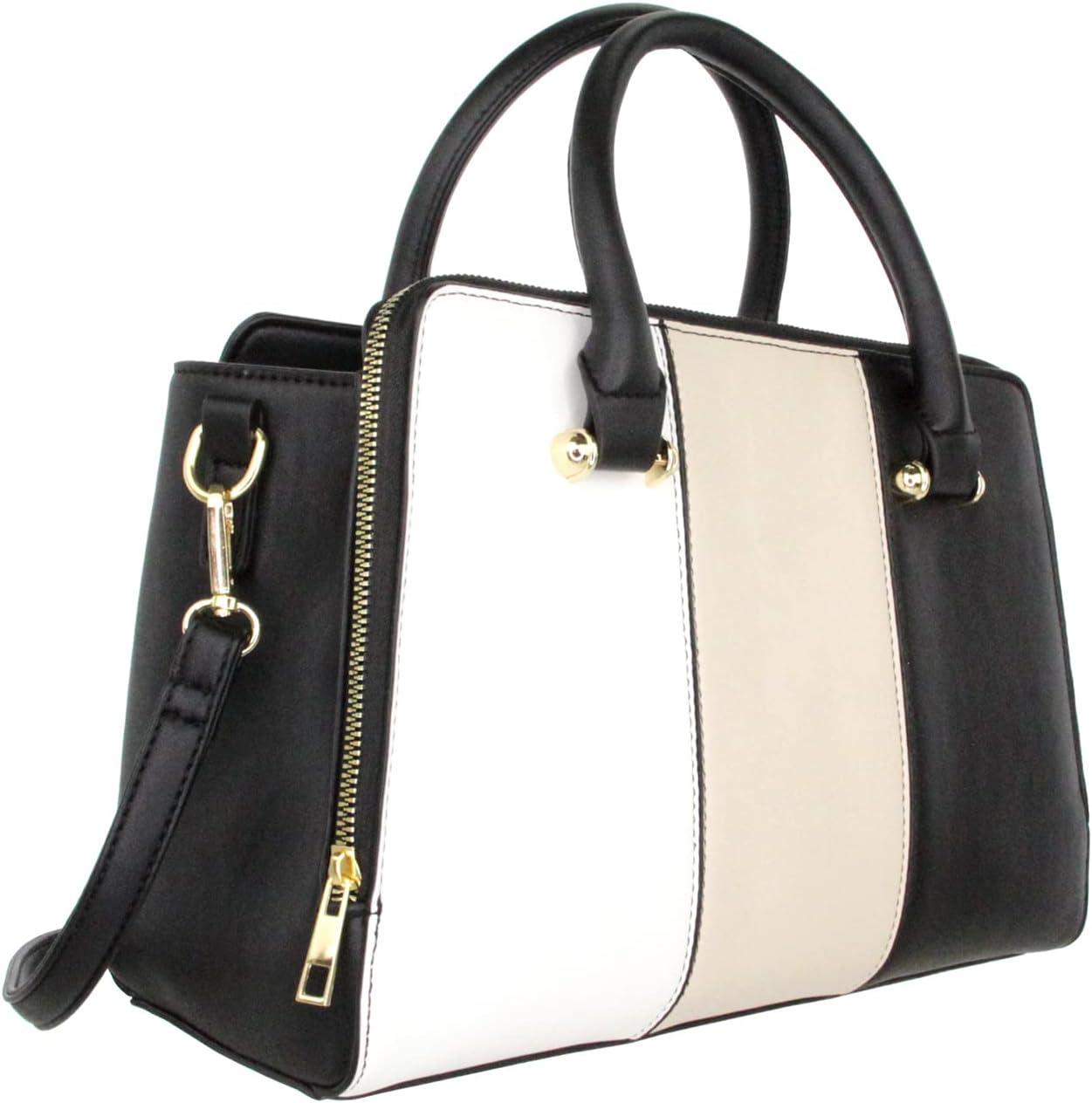 imageOlivia Miller Women Fashion Faux Leather Color Block Crossbody Bag Shoulder Strap Casual Office Work Satchel Purse Handbag