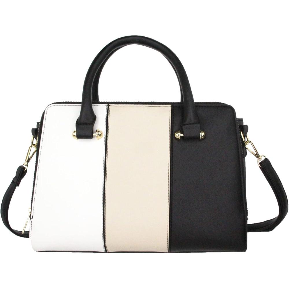 imageOlivia Miller Women Fashion Faux Leather Color Block Crossbody Bag Shoulder Strap Casual Office Work Satchel Purse Handbag