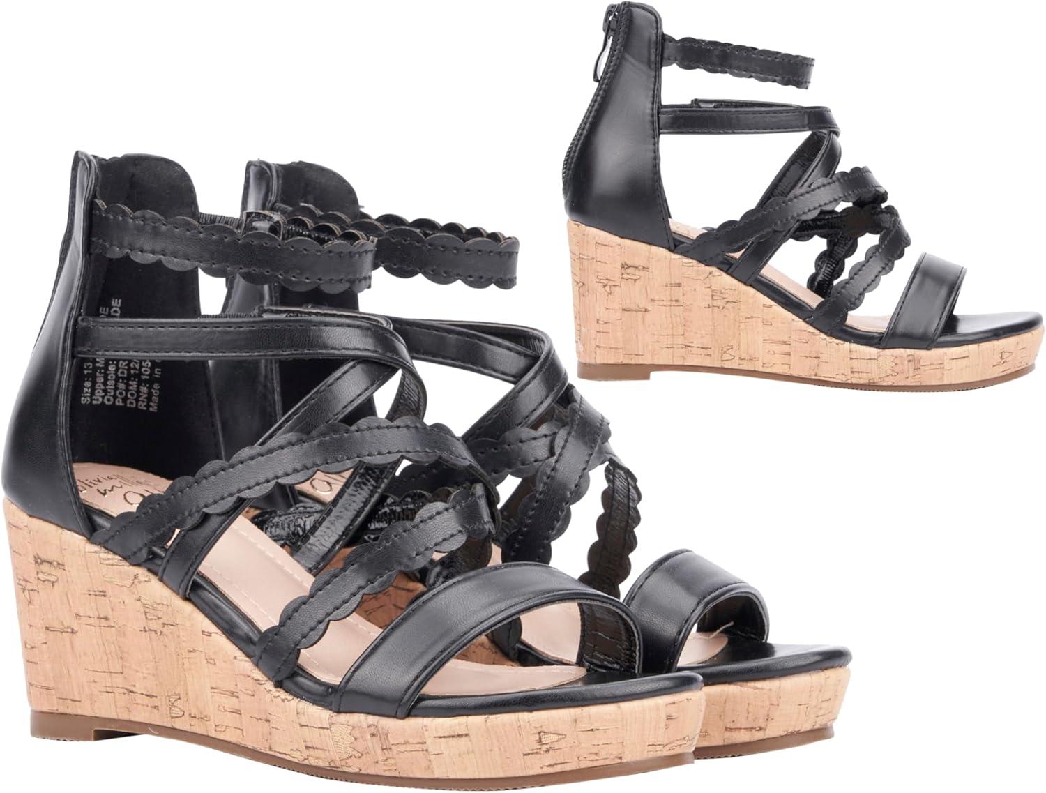 imageOlivia Miller Girls Gurly Girl Wedge Round Sandals Rubber Outsole