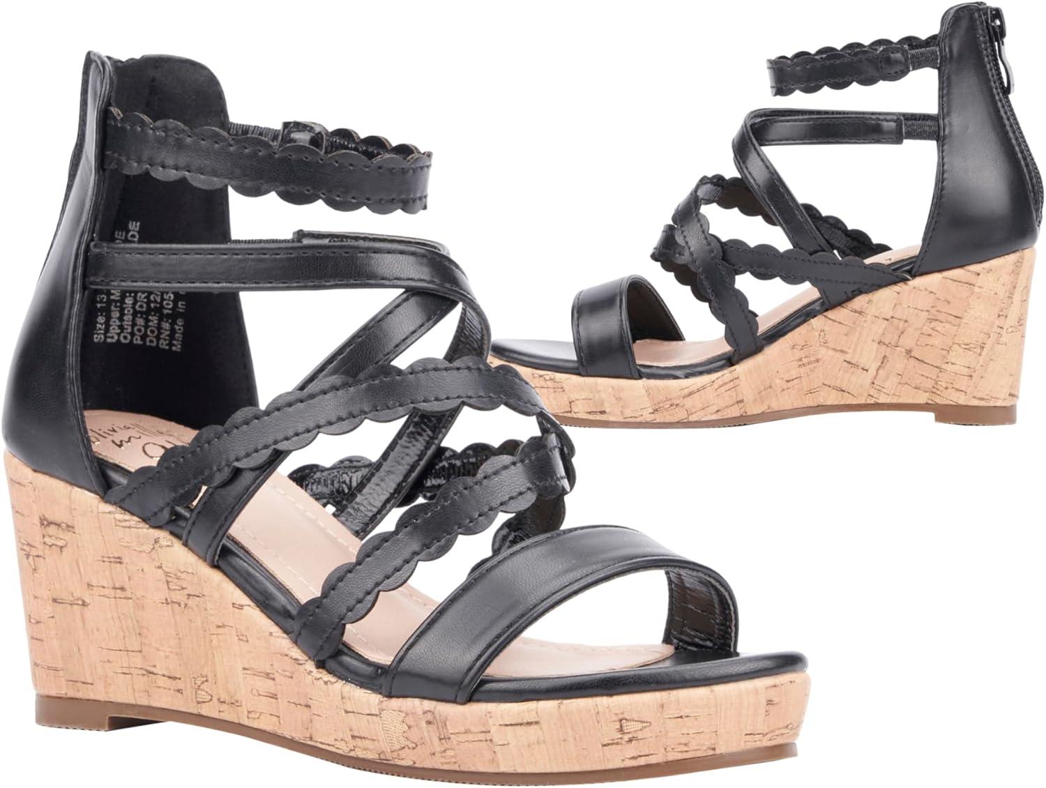 imageOlivia Miller Girls Gurly Girl Wedge Round Sandals Rubber Outsole