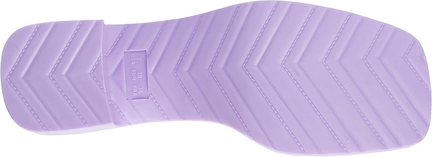 imageOlivia Miller Womens Fashion Ladies Shoes PVC Jelly Geli w Embellished Glitter Rhinestones Thong Flip Flops Open Toe Trendy Casual Summer Slide On 2 Inch Low Mid Clear Block Heel SandalsLilac Purple
