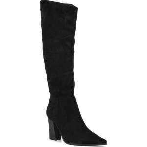 Olivia Miller Women’s Fashion Shoes, Faux Suede Side Zipper Slip On Casual Classic Knee High Riding High Heel Pointed Toe Boots