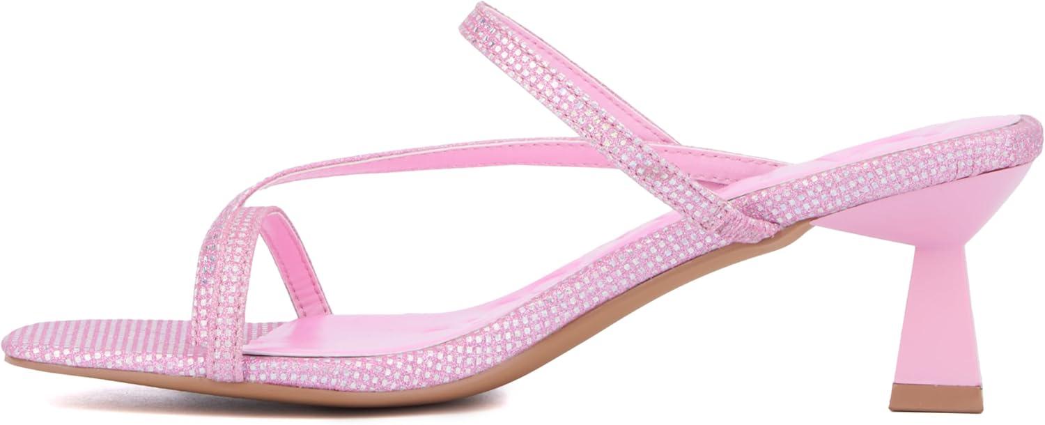 imageOlivia Miller Womens Angelic LowMid Square Heels Rubber OutsolePink