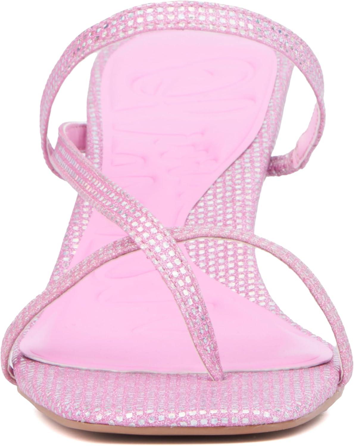 imageOlivia Miller Womens Angelic LowMid Square Heels Rubber OutsolePink