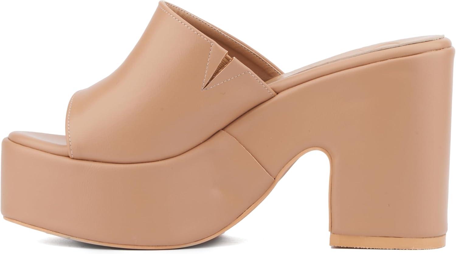 imageOlivia Miller Womens Crush Block Round Heels Rubber Outsole