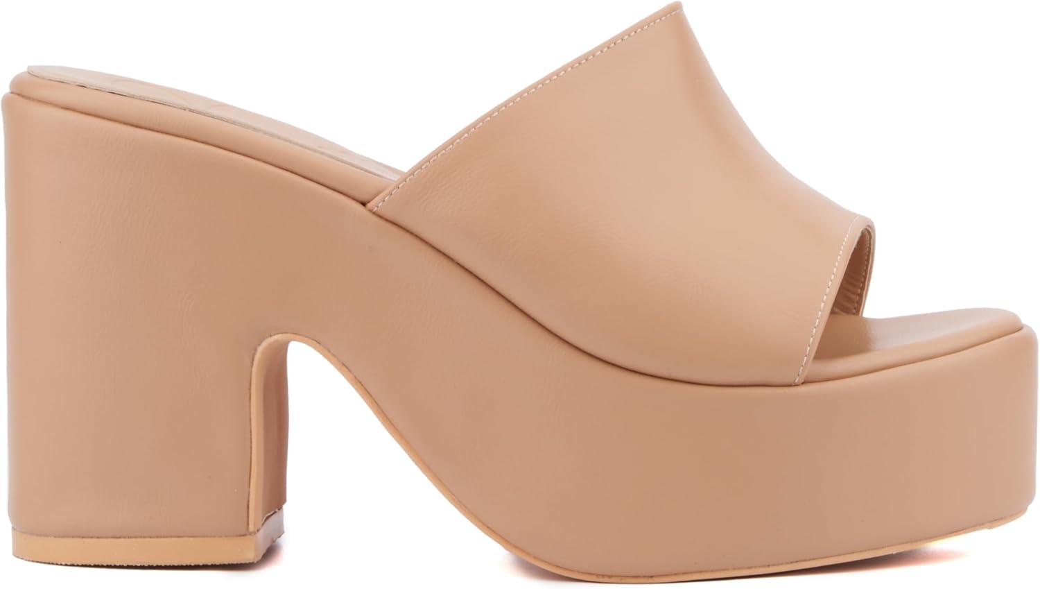 imageOlivia Miller Womens Crush Block Round Heels Rubber Outsole