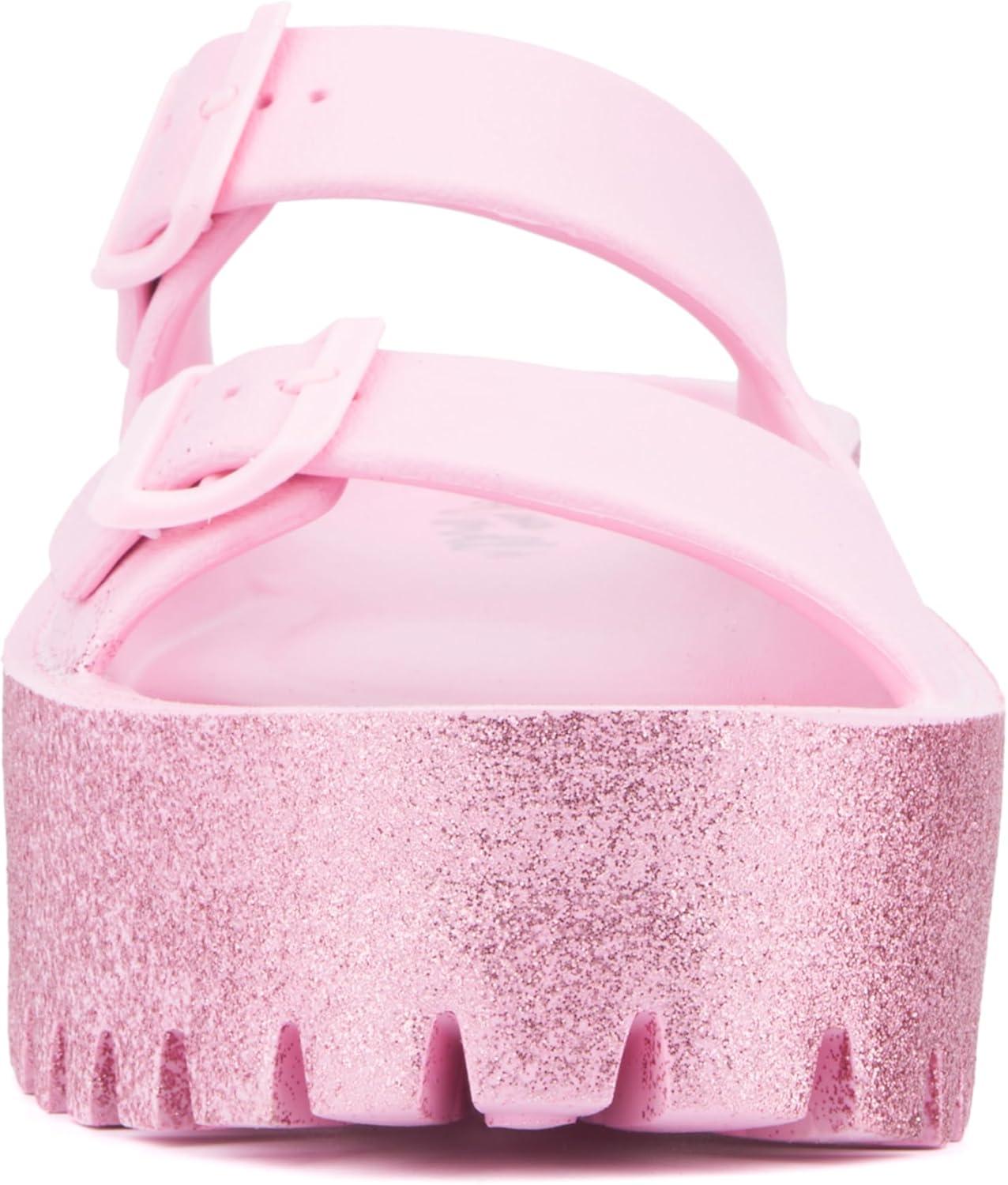 imageOlivia Miller Womens Sparkles Slide Round Sandals Ethyl Vinyl Acetate Outsole