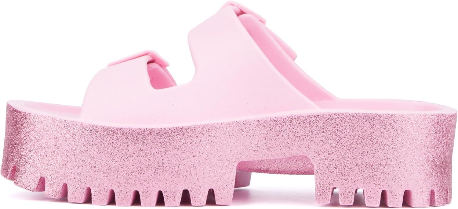imageOlivia Miller Womens Sparkles Slide Round Sandals Ethyl Vinyl Acetate Outsole