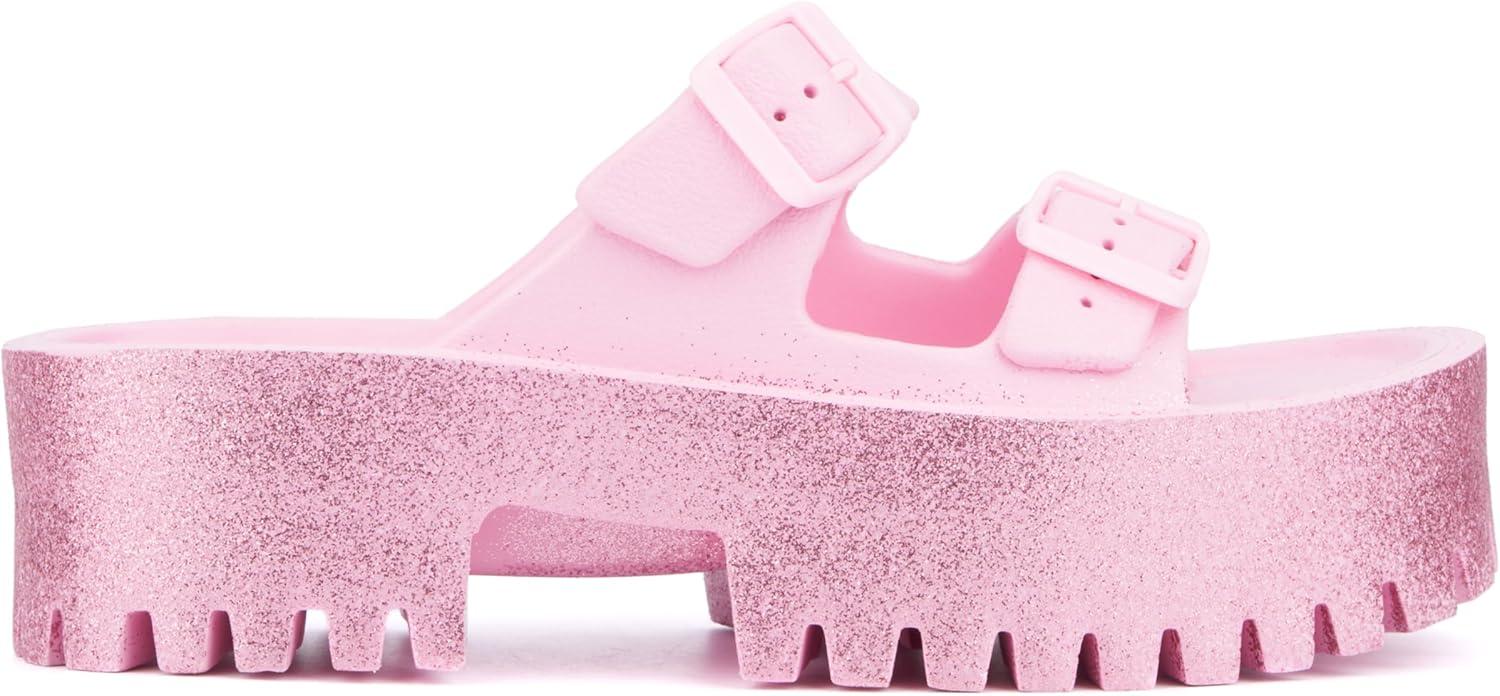 imageOlivia Miller Womens Sparkles Slide Round Sandals Ethyl Vinyl Acetate Outsole