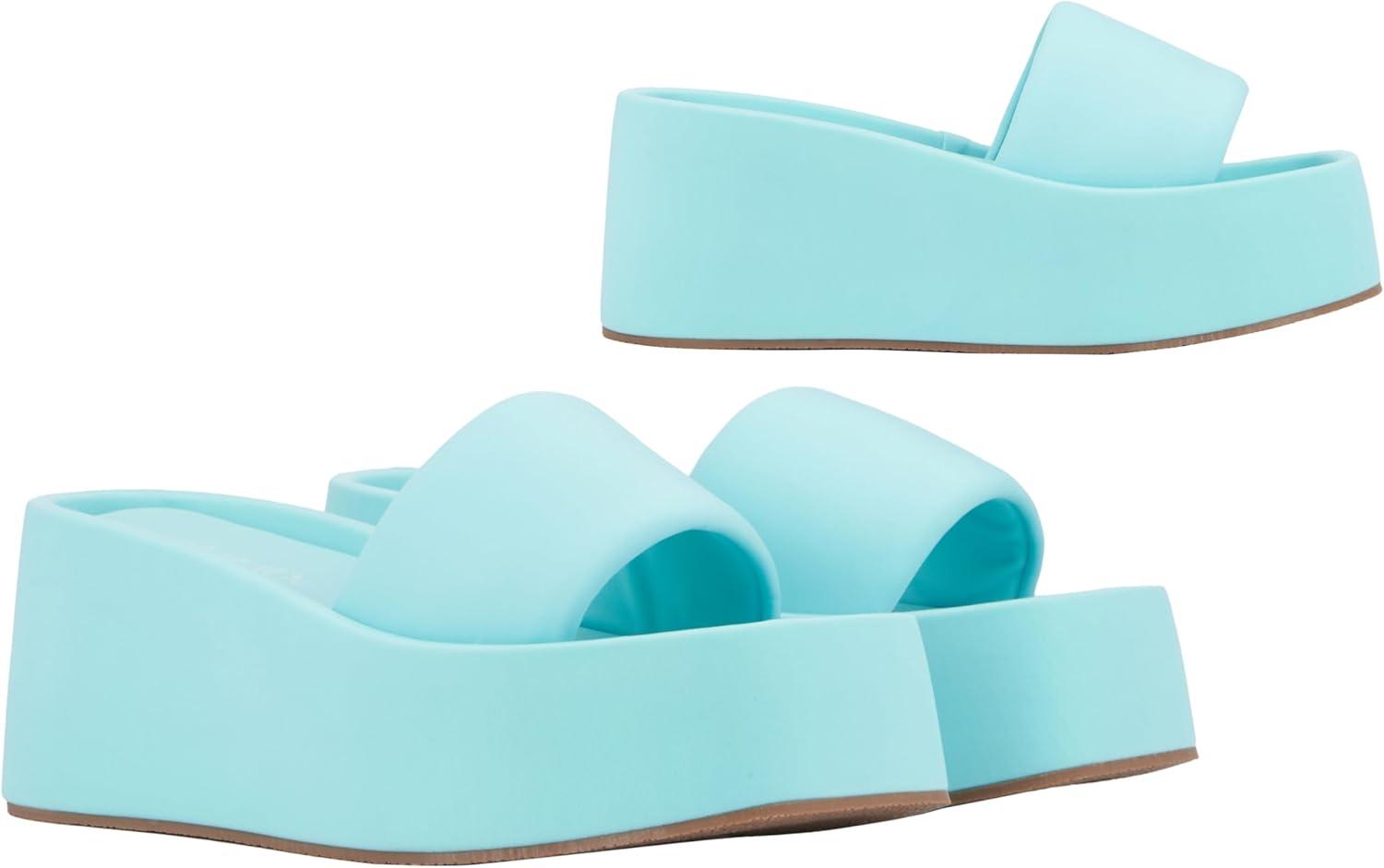 imageOlivia Miller Womens Uproar Wedge Square Sandals Tpr Outsole
