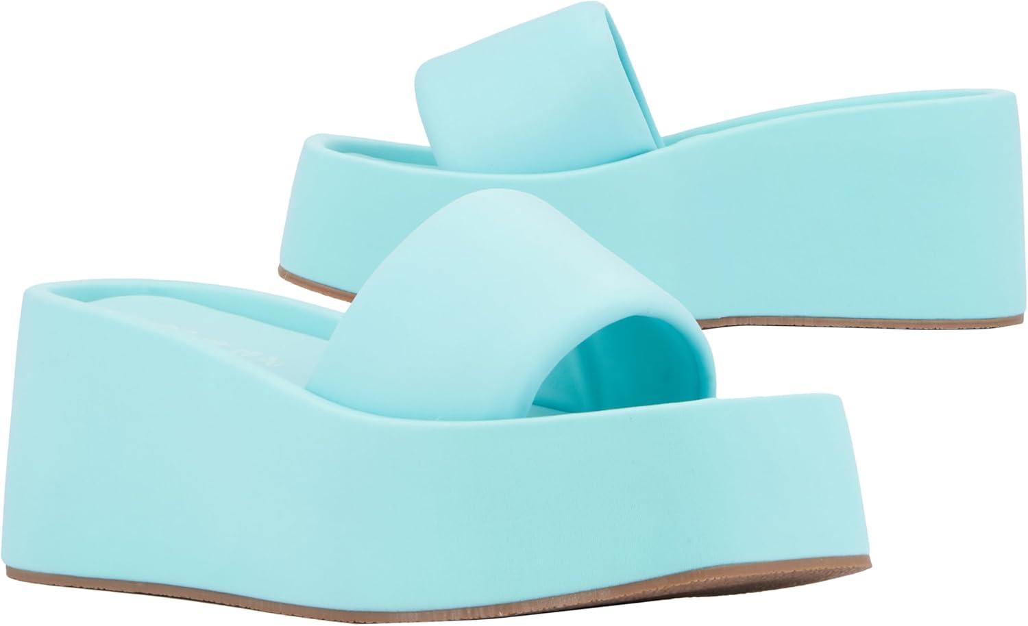 imageOlivia Miller Womens Uproar Wedge Square Sandals Tpr Outsole
