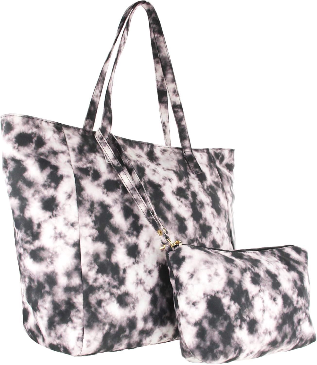 imageOlivia Miller Womens Cute Tie Dye Fabric Canvas Tote with Matching Pouch Set