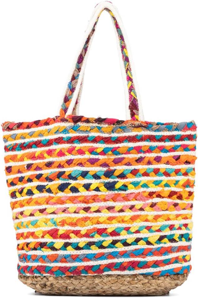 imageOlivia Miller Womens Fashion Ada Natural Beige Straw Jute Tote Bag w Top Handles Medium Boho Casual Purse Handbag