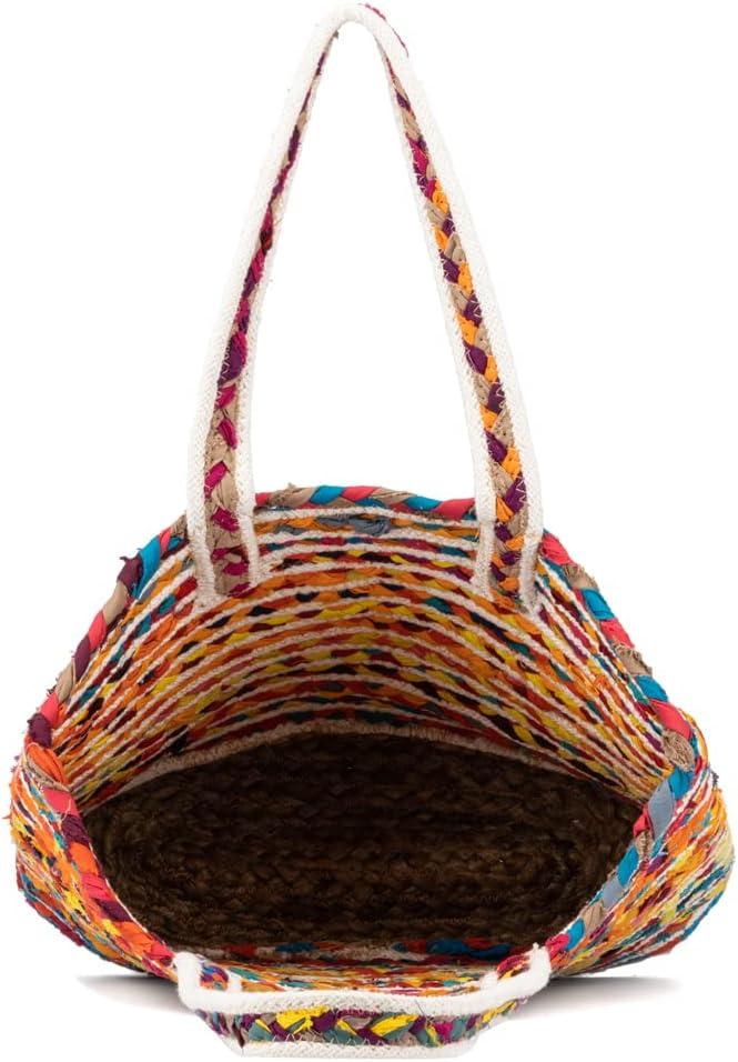 imageOlivia Miller Womens Fashion Ada Natural Beige Straw Jute Tote Bag w Top Handles Medium Boho Casual Purse Handbag