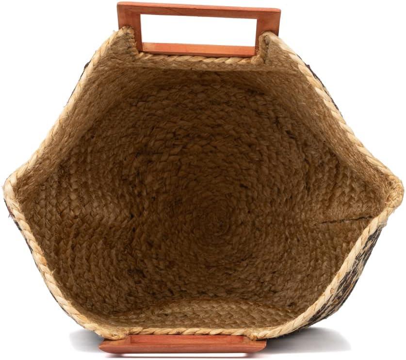 imageOlivia Miller Womens Fashion Natural Beige Straw Jute Tote Bag w Beach Wooden Handles Large Boho Casual Purse Handbag