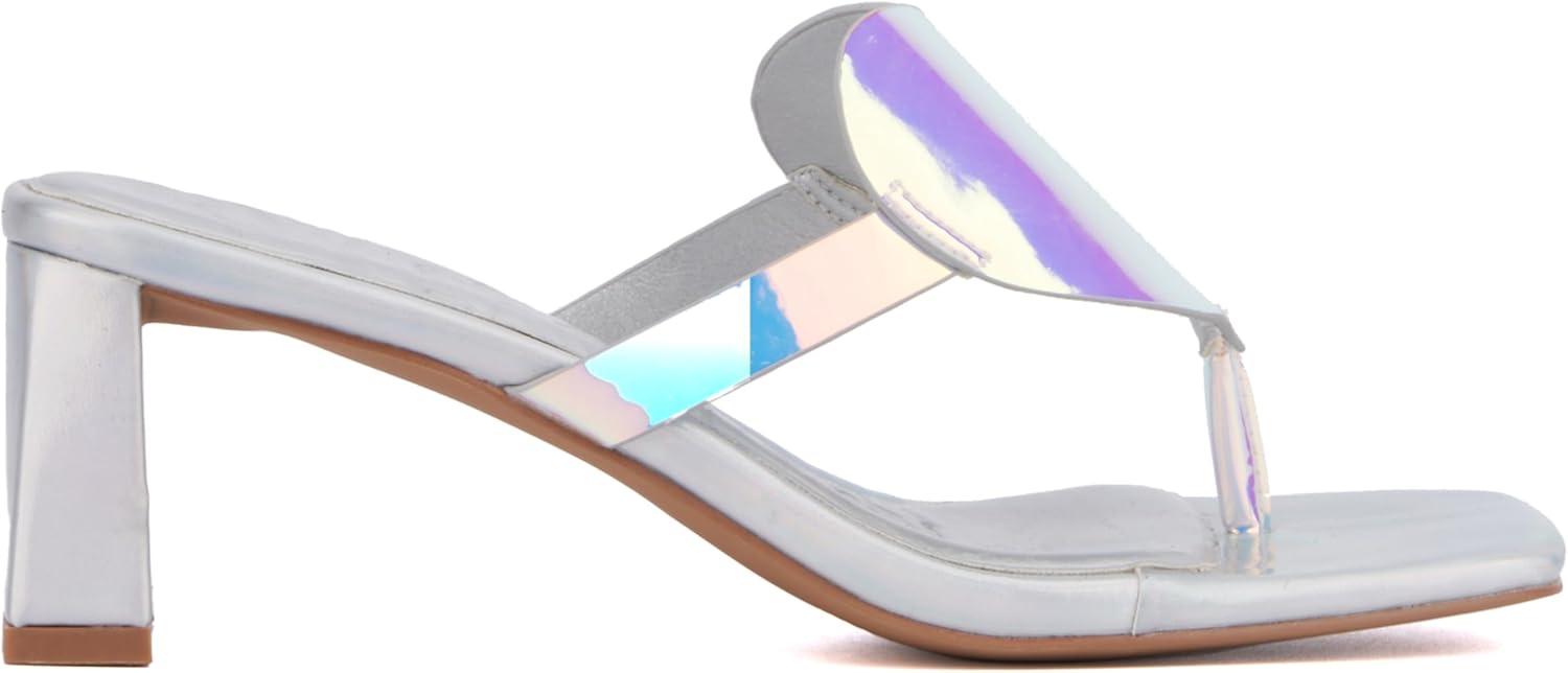 imageOlivia Miller Womens Lover Gurl LowMid Square Heels Rubber OutsoleIridescent