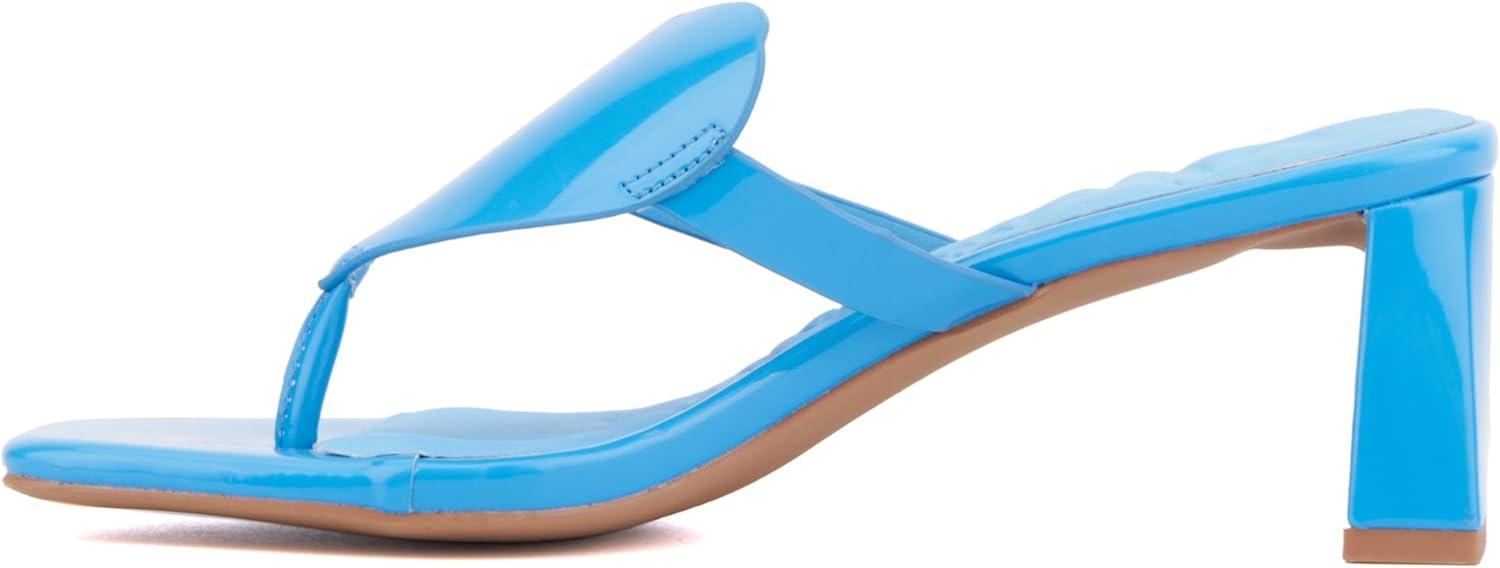 imageOlivia Miller Womens Lover Gurl LowMid Square Heels Rubber OutsoleNeon Blue