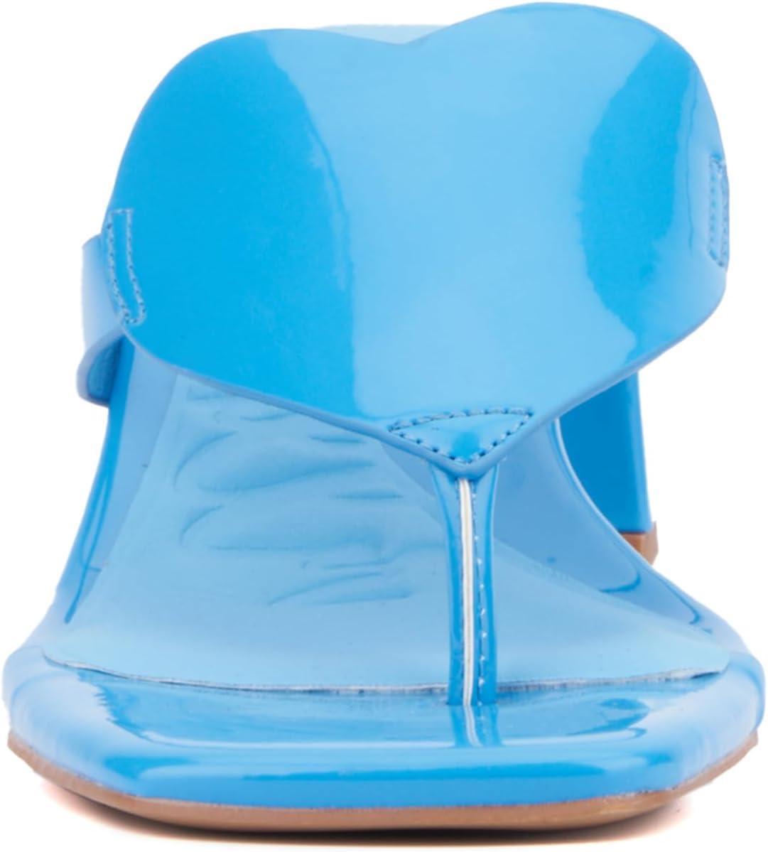 imageOlivia Miller Womens Lover Gurl LowMid Square Heels Rubber OutsoleNeon Blue