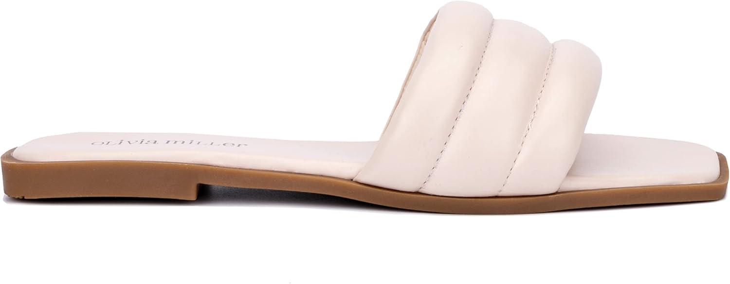 imageOlivia Miller Womens Indigo Flat Square Sandals Thermoplastic Rubber Outsole
