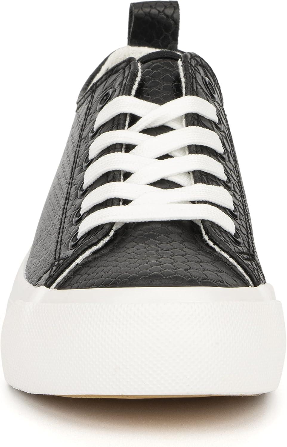 imageOlivia Miller Womens Fashion Shoes Crocodile PU Vegan Leather Rubber Sole Lace Up Slip On Round Toe Casual Classic Comfortable Low Top Flat Fashion Sneakers