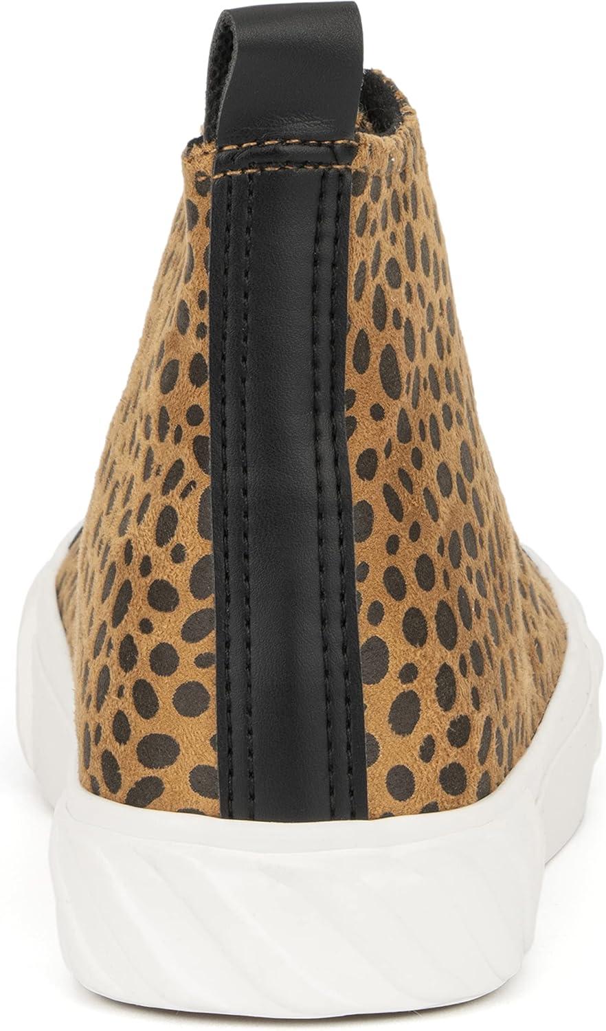 imageOlivia Miller Womens Fashion Shoes Leopard Print Rubber Sole Lace Up Slip On Round Toe Casual Classic Comfortable High Top Flat Fashion Sneakers
