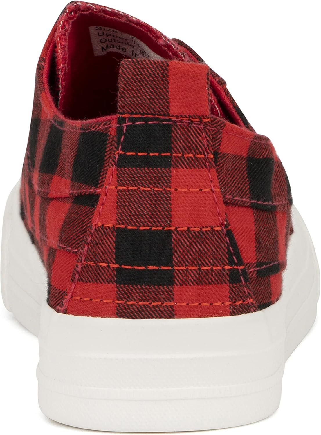 imageOlivia Miller Womens Fashion Shoes Plaid Rubber Sole Slip On Round Toe Casual Classic Comfortable Low Top Flat Loafers Fashion Sneakers