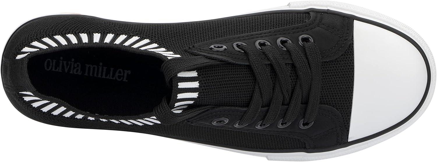 imageOlivia Miller Womens Fashion Shoes Textile w Flatform Rubber Sole Lace Up Slip On Round Toe Plarform Casual Classic Comfortable Low Top Flat Fashion Sneakers