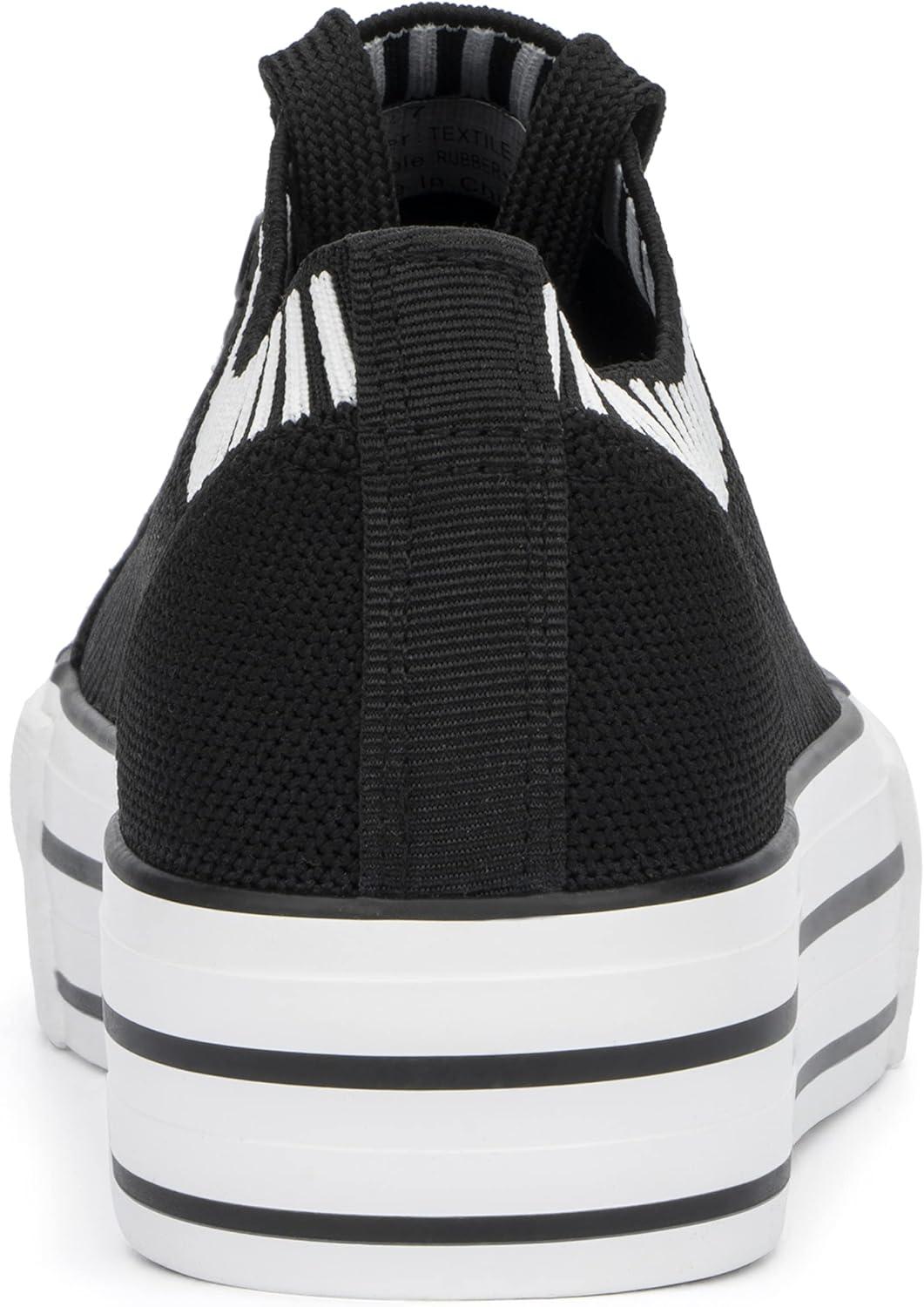 imageOlivia Miller Womens Fashion Shoes Textile w Flatform Rubber Sole Lace Up Slip On Round Toe Plarform Casual Classic Comfortable Low Top Flat Fashion Sneakers