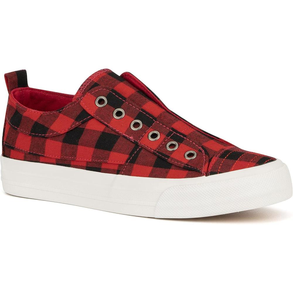imageOlivia Miller Womens Fashion Shoes Plaid Rubber Sole Slip On Round Toe Casual Classic Comfortable Low Top Flat Loafers Fashion Sneakers