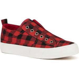 Olivia Miller Women’s Fashion Shoes, Plaid Rubber Sole Slip On Round Toe Casual Classic Comfortable Low Top Flat Loafers Fashion Sneakers