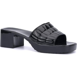 Olivia Miller Women’s Fashion Ladies Shoes, PVC Jelly Geli Single Open Toe Strap, Trendy Casual Summer Slide On 2 Inch Low Mid Clear Block Heel Sandals
