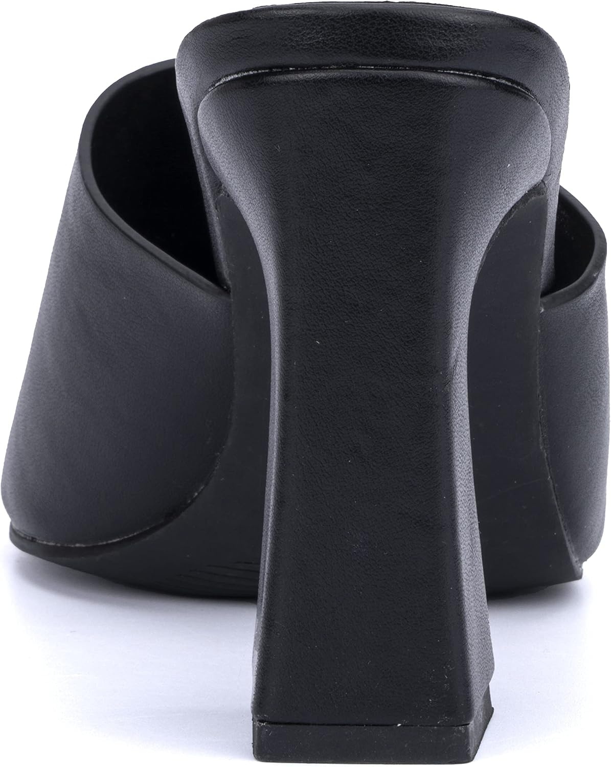 image:imageOlivia Miller Womens Fashion Ladies Shoes PU Vegan Leather Trendy Party Single Open Square Toe Strap Mule Slide On 35 Inch Mid High Block Fashion Heel SandalsBlack