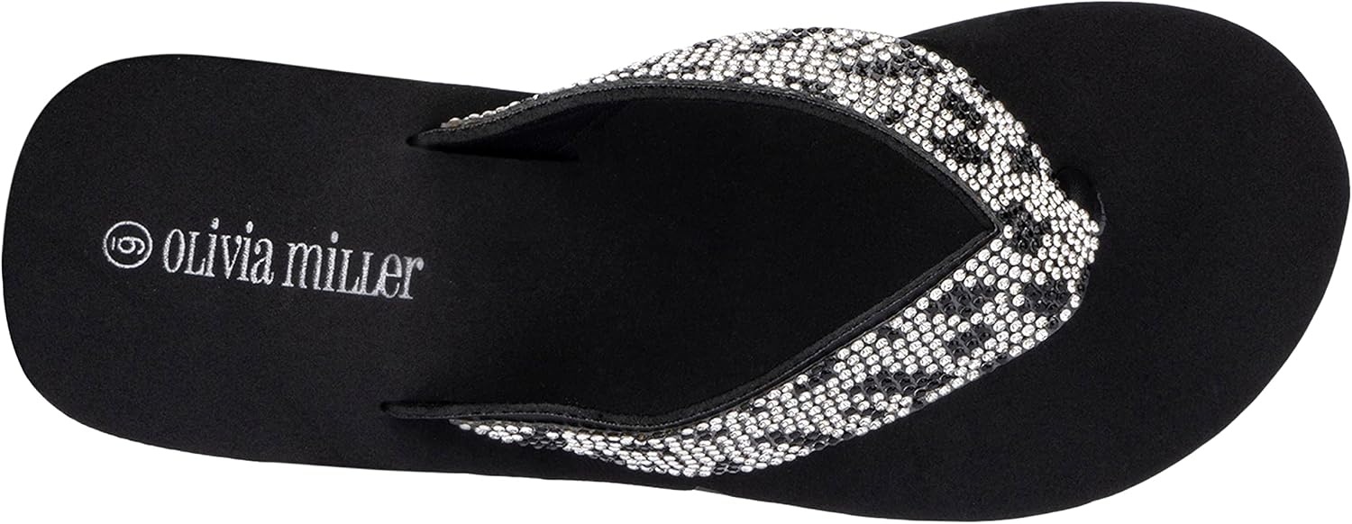 image:imageOlivia Miller Womens Fashion Ladies Shoes Avalon PU Vegan Leather Bling Sparkling Jewel Rhinestones Flip Flops TStrap Thong Style Slip On Casual Dressy Summer Beach 2 Inch EVA Platform