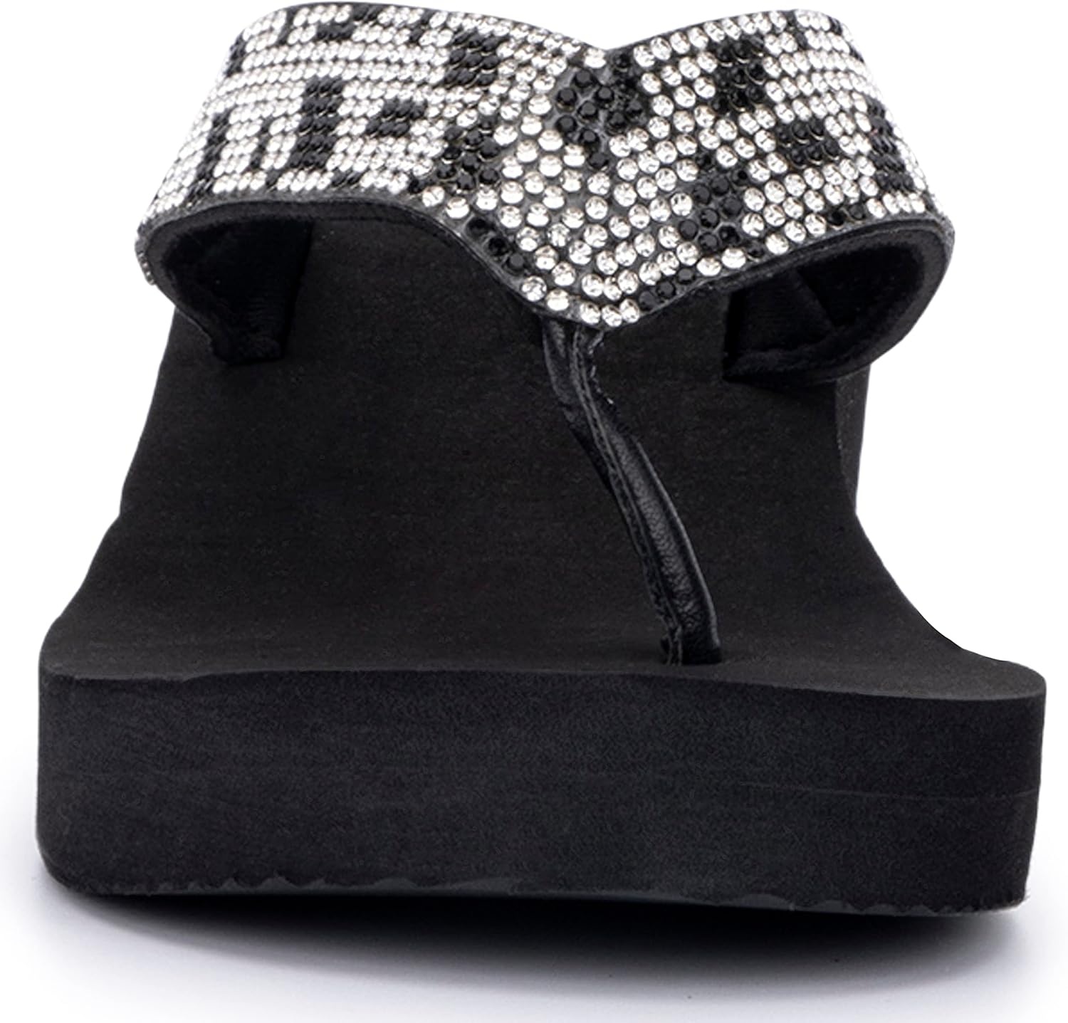 image:imageOlivia Miller Womens Fashion Ladies Shoes Avalon PU Vegan Leather Bling Sparkling Jewel Rhinestones Flip Flops TStrap Thong Style Slip On Casual Dressy Summer Beach 2 Inch EVA Platform