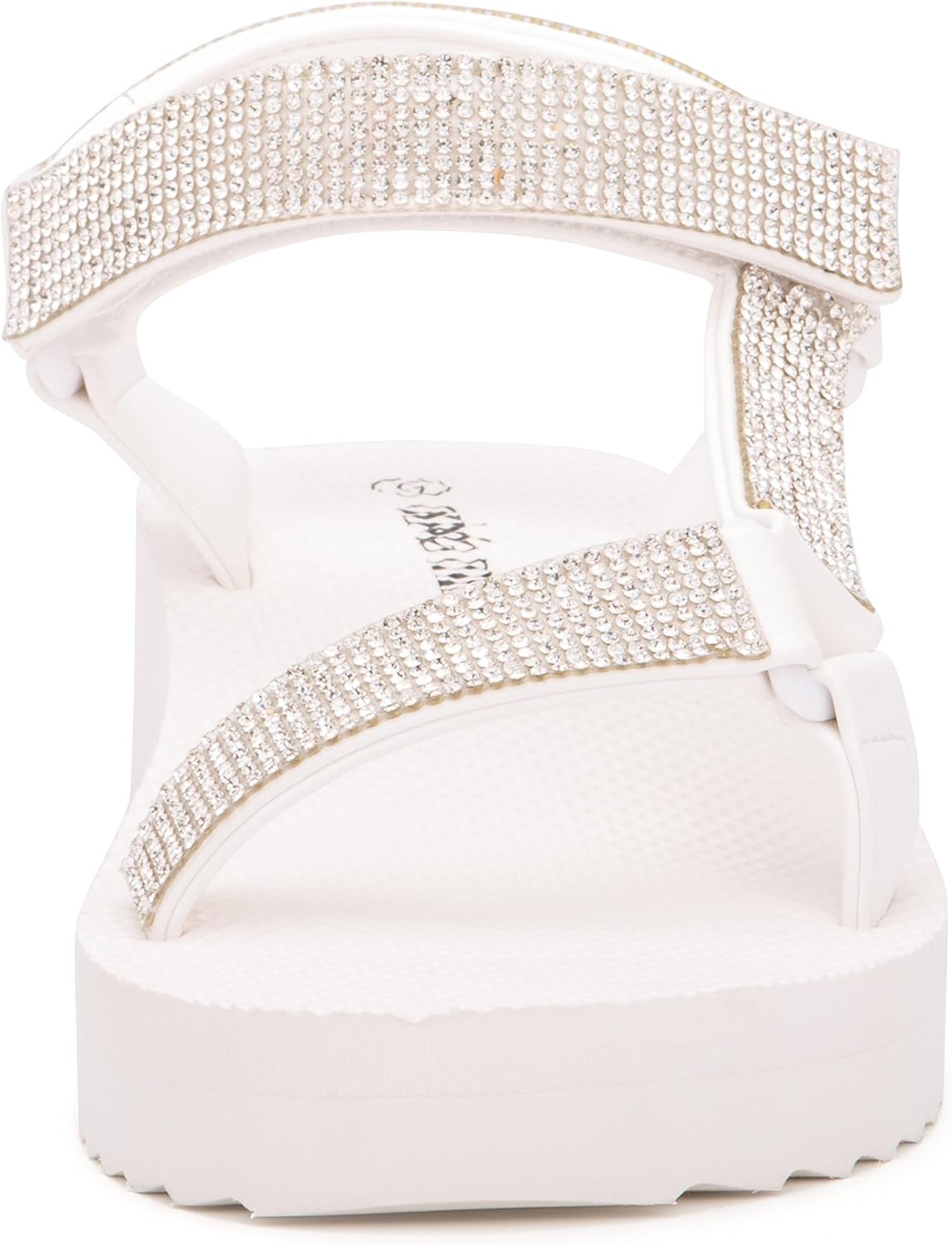 image:imageOlivia Miller Womens Fashion Ladies Shoes Sahara Beach Bling Rhinestones w Adjustable Toe amp Ankle Straps Slip On Trendy Casual Dressy Summer Beach 15 Inch EVA Platform Wedge Sandals