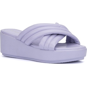 Olivia Miller Womens Emma Wedge, Round Sandals, Polyvinyl Chloride Outsole