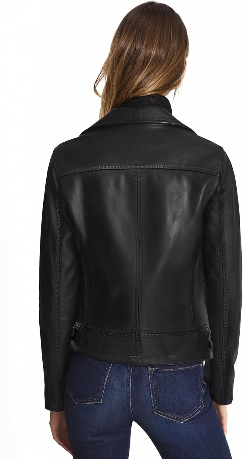 image:imageOlivia Miller Womens Faux Leather Moto JacketJk5208black