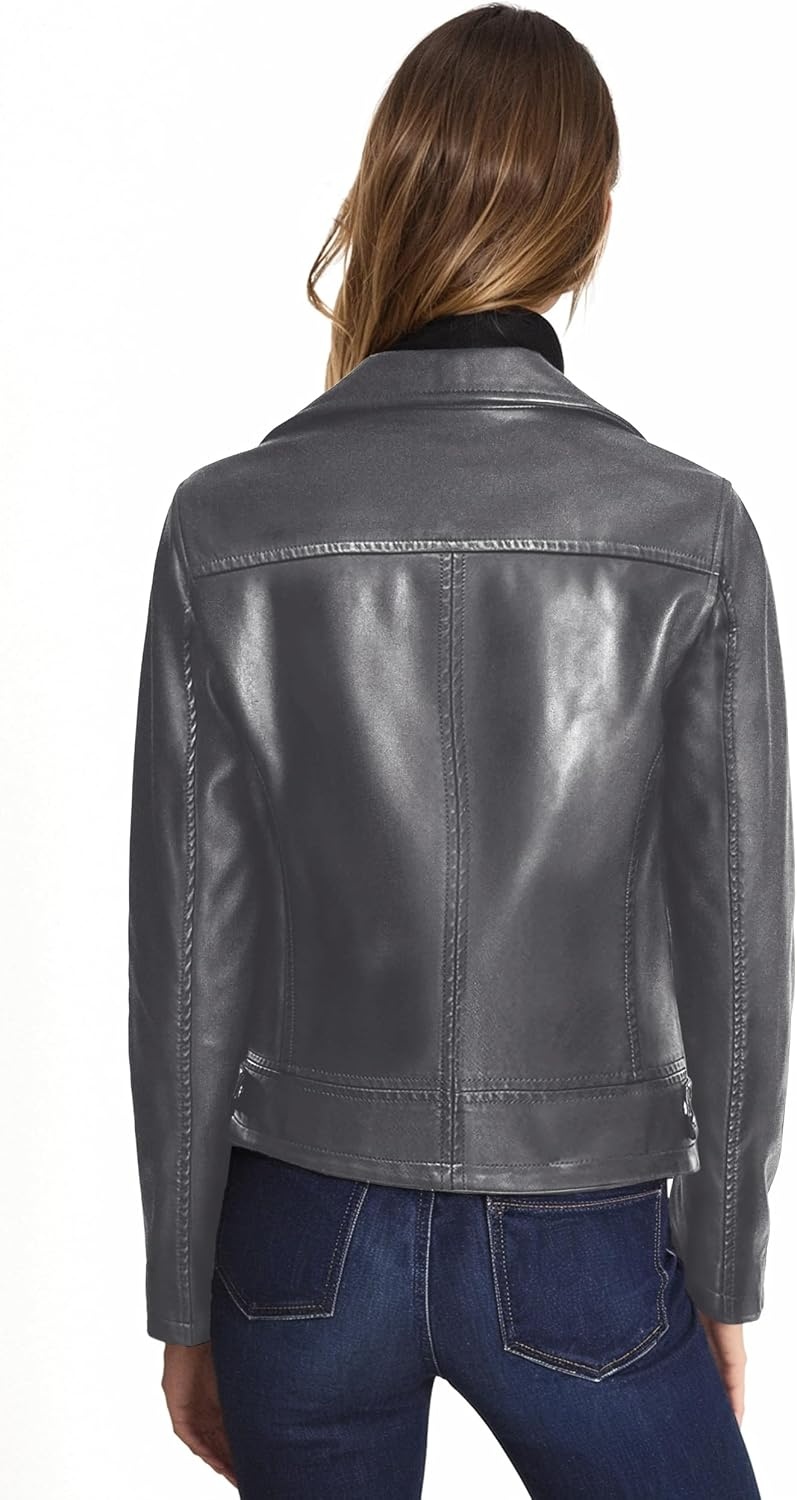 image:imageOlivia Miller Womens Faux Leather Moto JacketJk5208gray