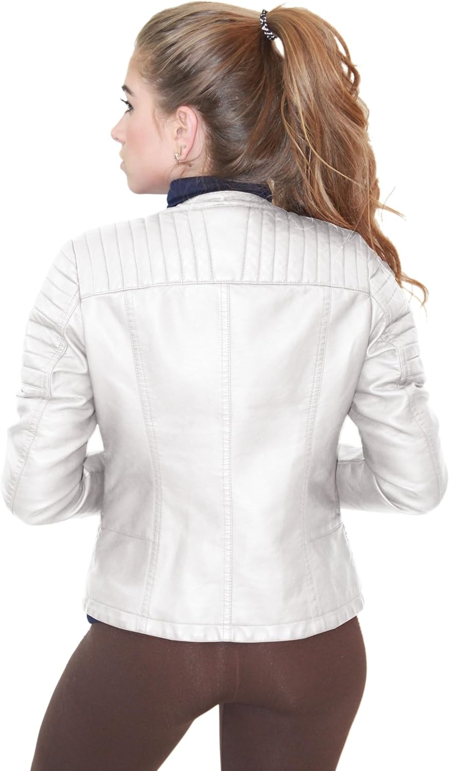 image:imageOlivia Miller Womens Faux Leather Moto JacketWhite