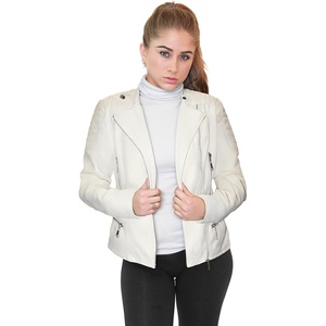Olivia Miller Women’s Faux Leather Moto Jacket(Ivory)