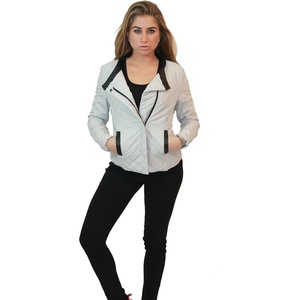 Olivia Miller Women’s Faux Leather Moto Jacket(Offwhite)